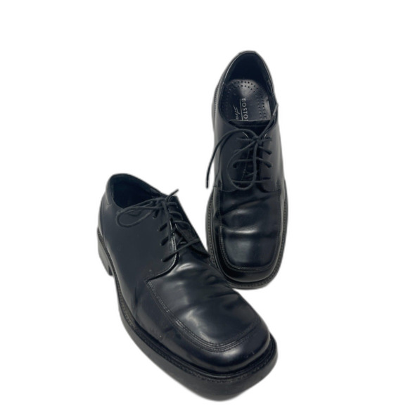 Bostonian Black Lace Up Leather Shoes Square Toe Made in Italy 4822.1 Mens 10.5M - Picture 6 of 10